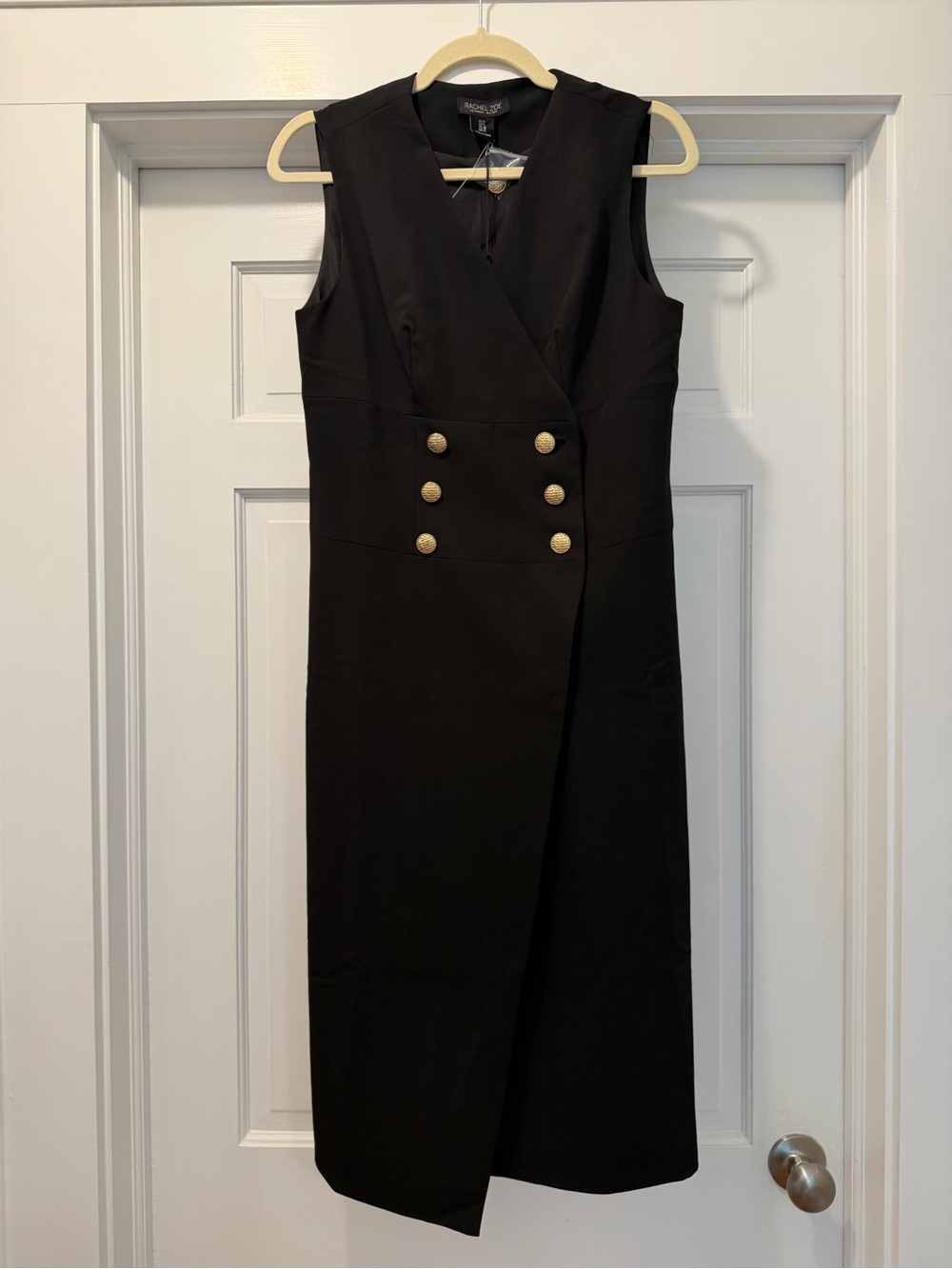 Rachel Zoe Sleeveless Black Double-Breasted Tuxedo Dress size 6 NWT - Picture 3 of 5